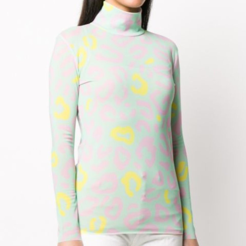 Ireneisgood Mesh Top in Mint Leopard Small NWT